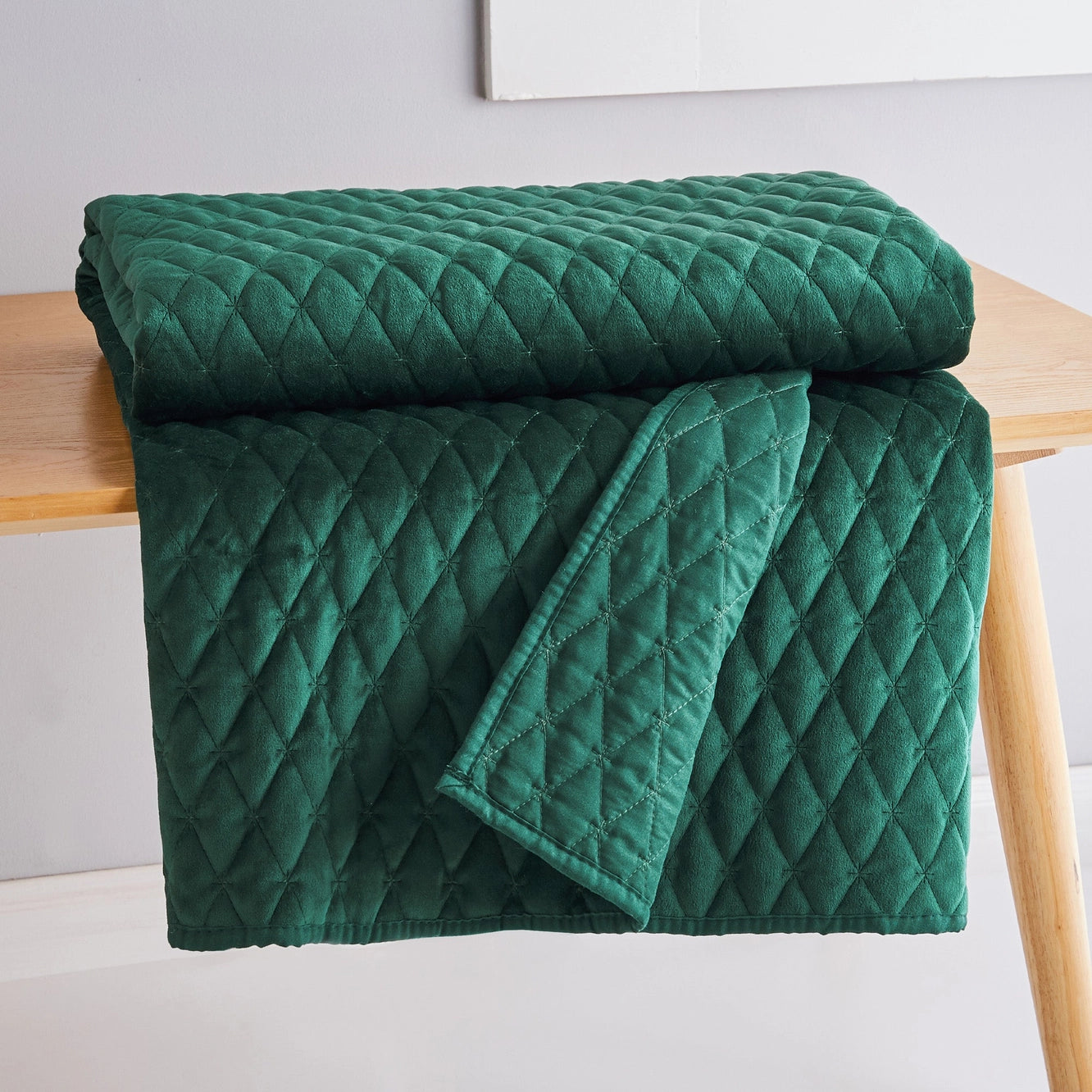 Emerald green quilted throw sale