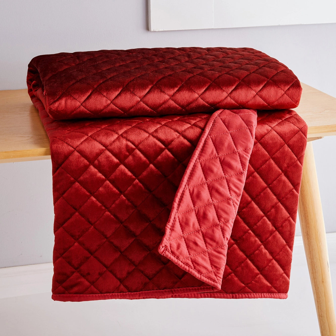 Christmas Red Velvet Quilted Throw The Christmas Nest