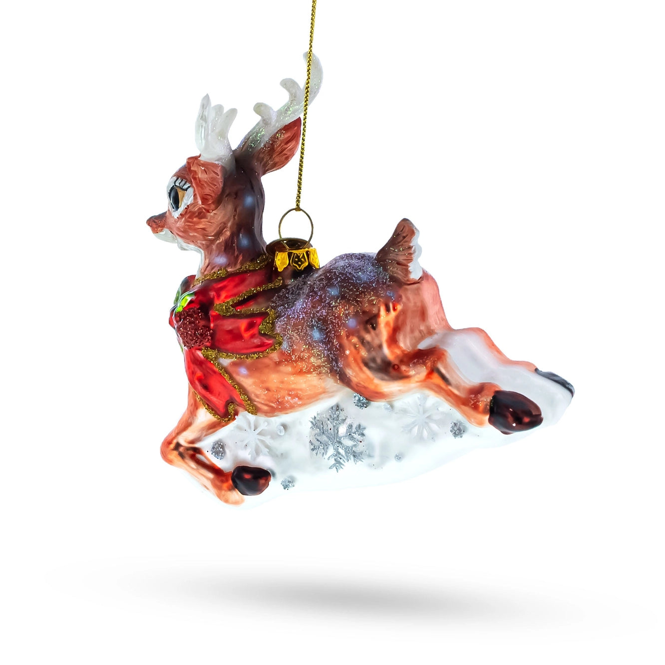 Graceful Stride Baby Deer Glass Christmas Ornament