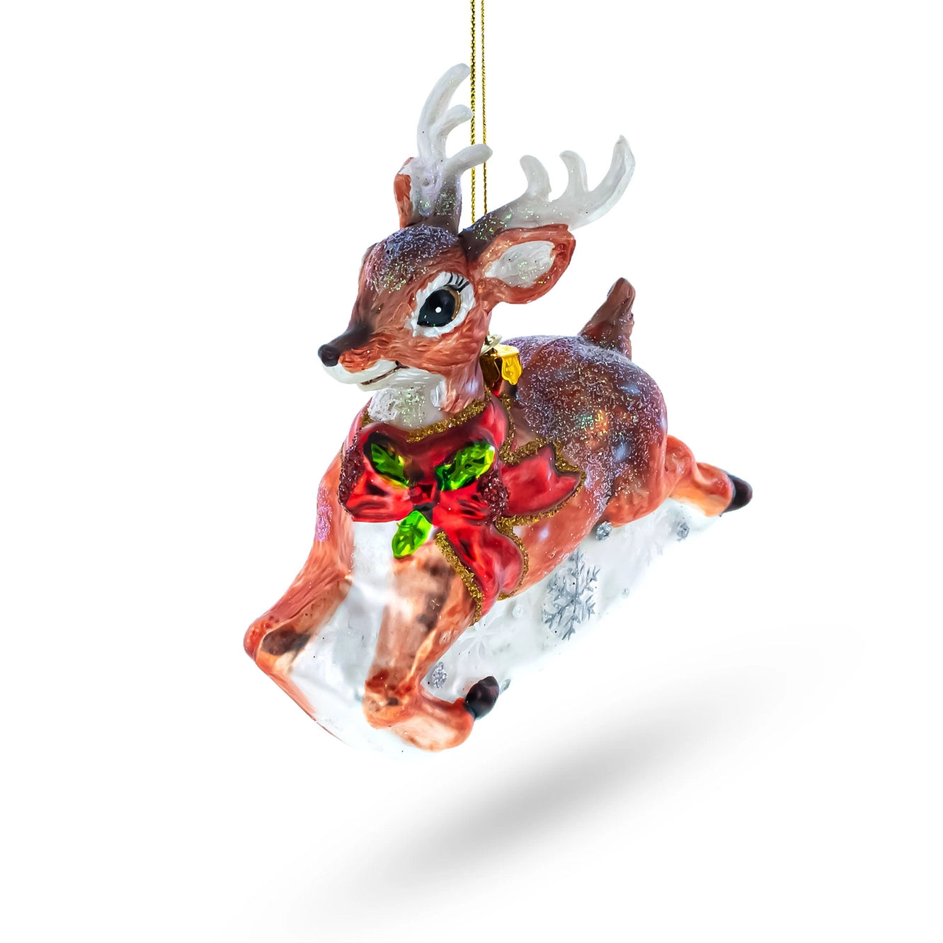 Graceful Stride Baby Deer Glass Christmas Ornament