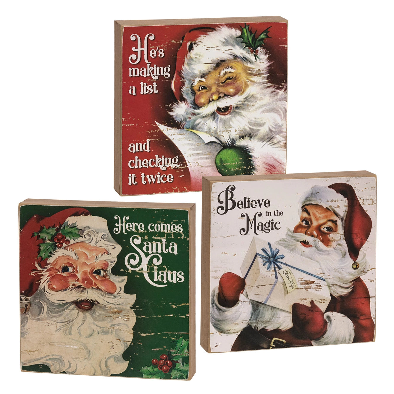 Vintage Santa Boxed Sign Assorted