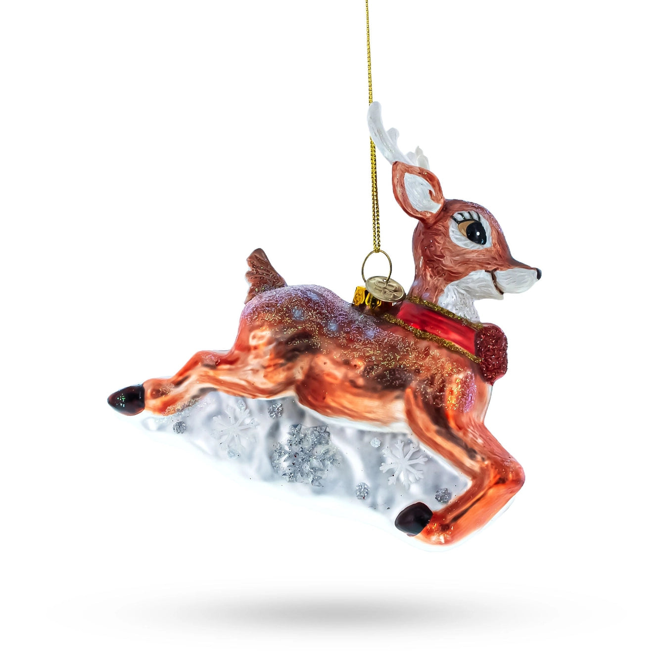 Graceful Stride Baby Deer Glass Christmas Ornament