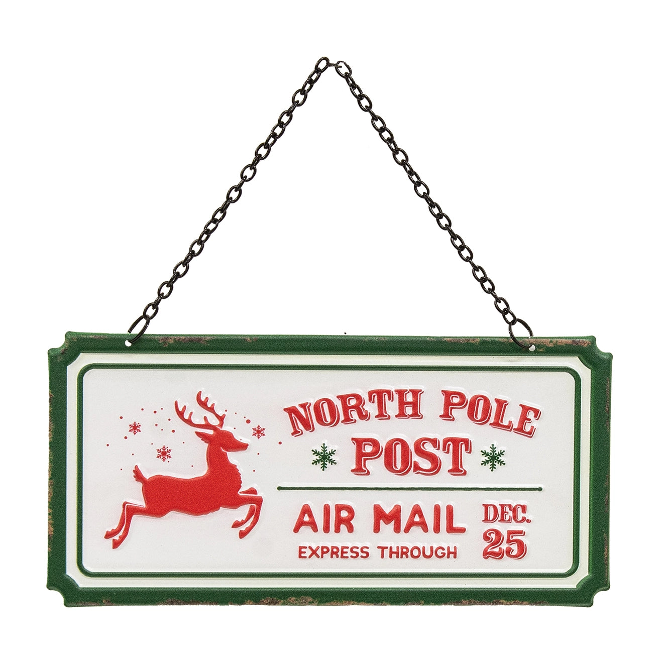 North Pole Post Distressed Hanging Sign