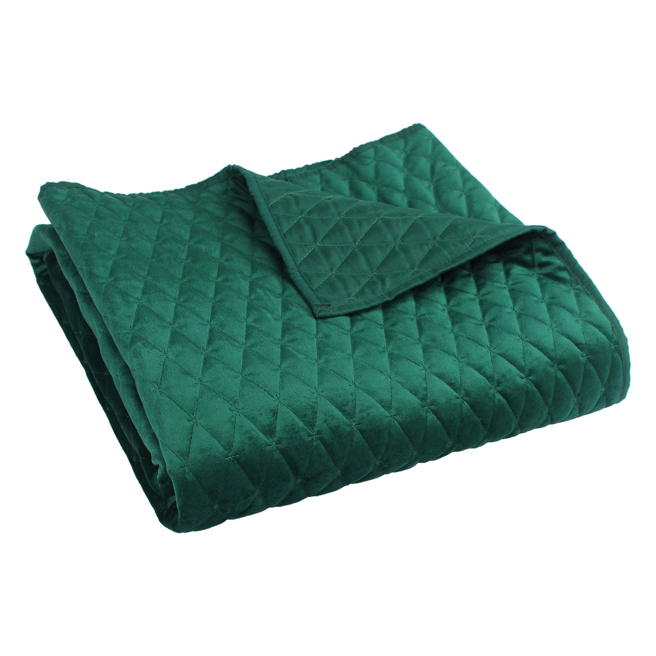 Christmas Emerald Green Velvet Quilted Throw