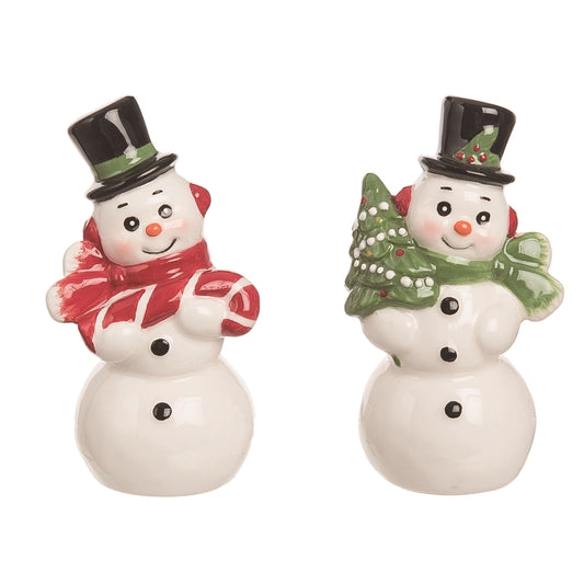 Retro Snowman Salt & Pepper Shaker Set