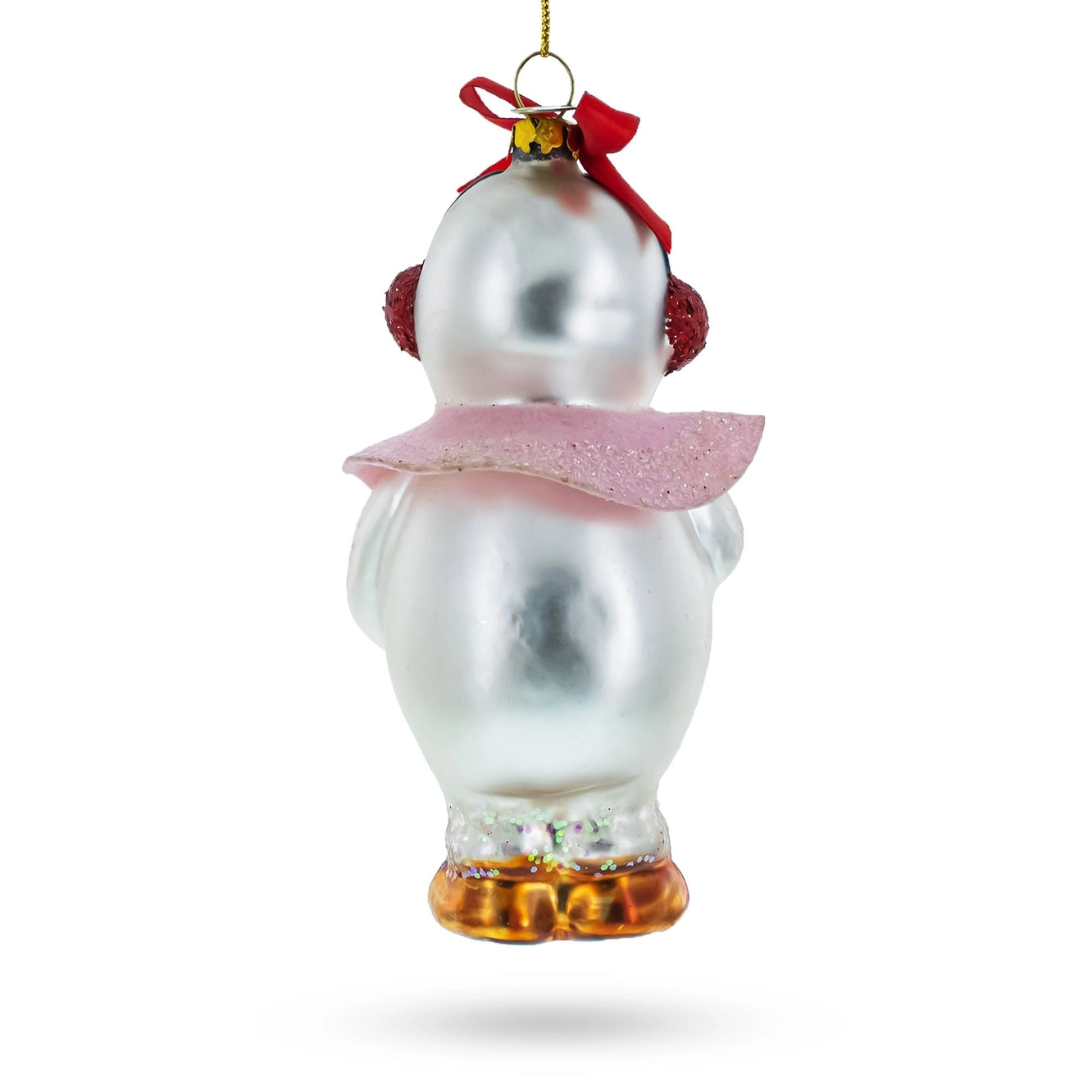 Festive Snow Girl with Wreath Glass Christmas Ornament