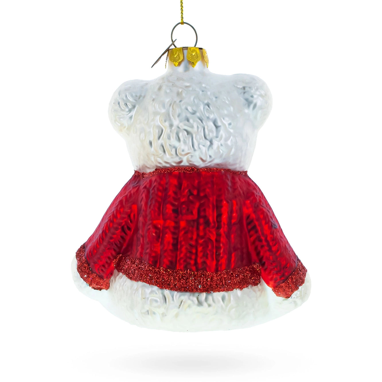 Cozy Sweater Teddy Bear Glass Christmas Ornament