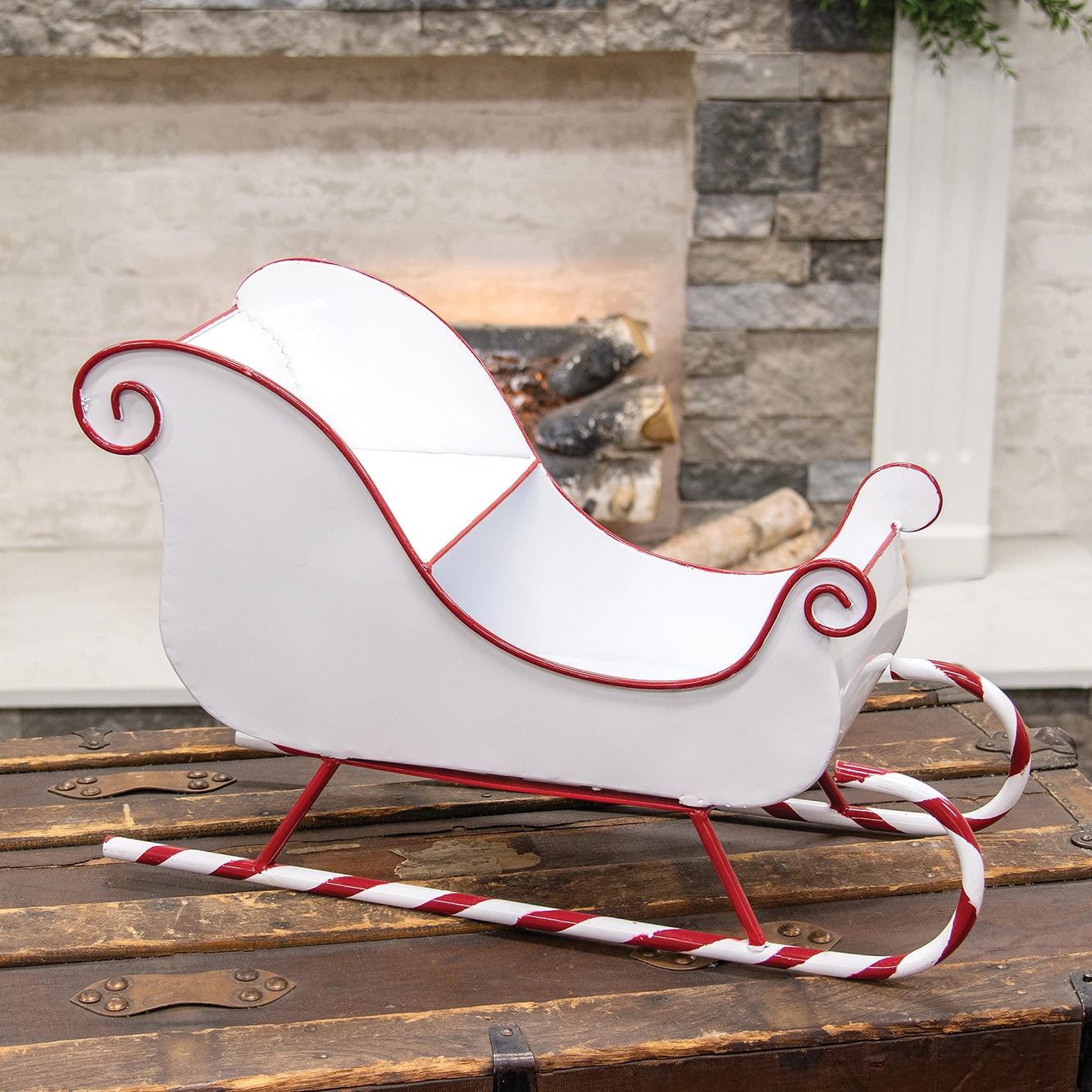 Candy Cane Metal Sleigh