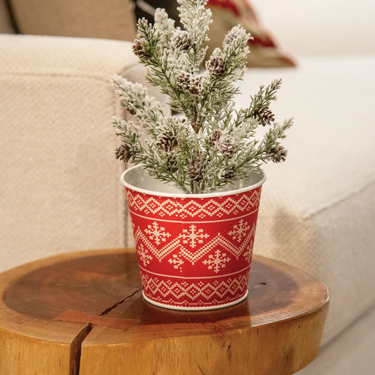 Red Nordic Snowflake Bucket