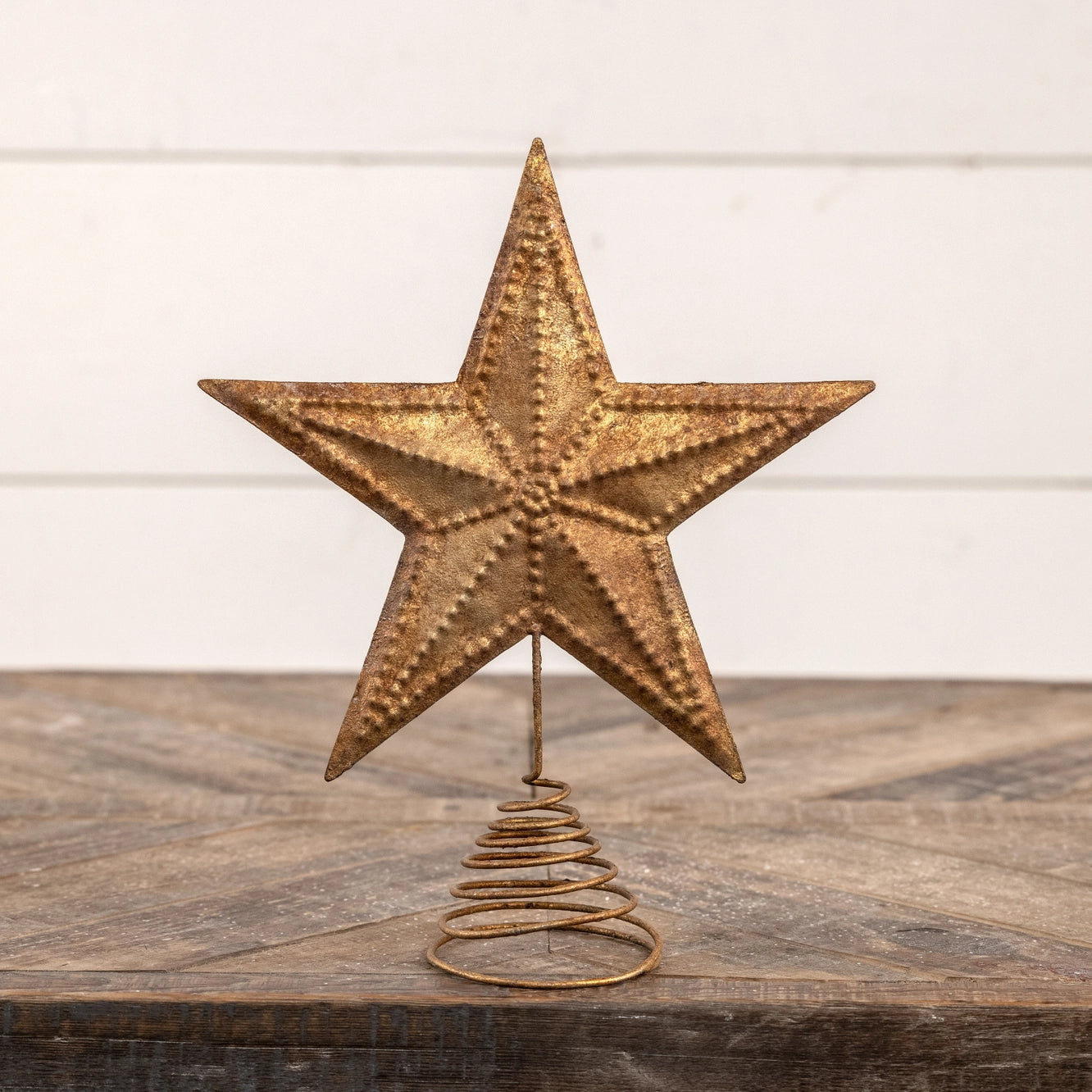 Antique Gold Star Metal Tree Topper