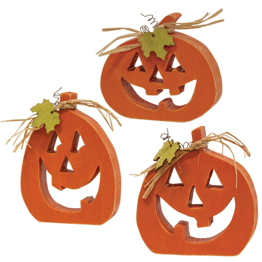 Wooden Pumpkin sitters set of 3