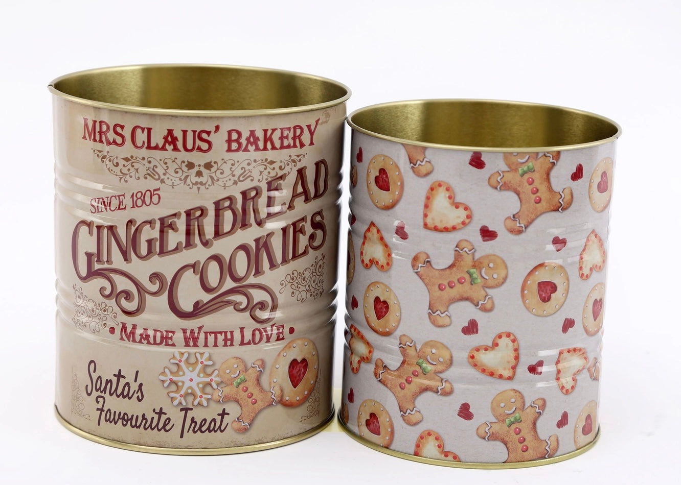 Mrs Claus Gingerbread Bakery Christmas Tins Set of 2