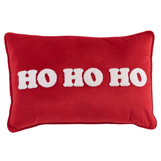 Hohoho Red Embroidered Pillow