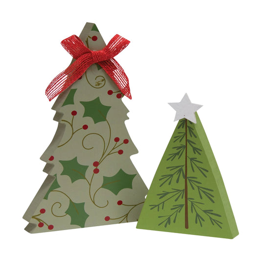 Holly and Star Chunky Tree Sitters Set of 2