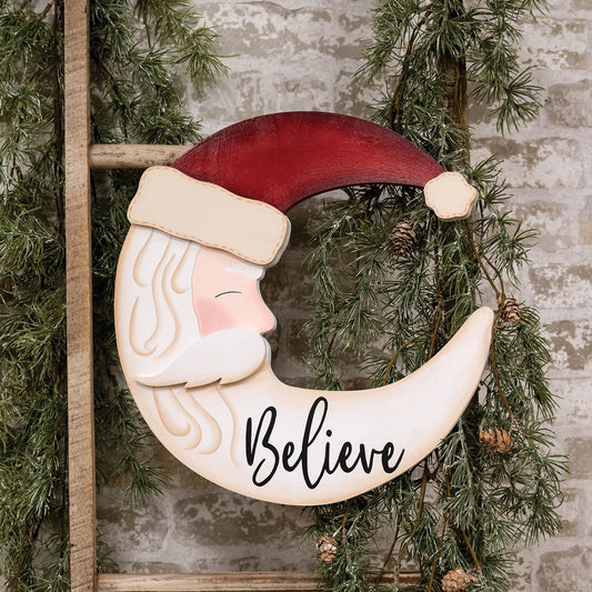 Believe Santa Moon Wall Hanger