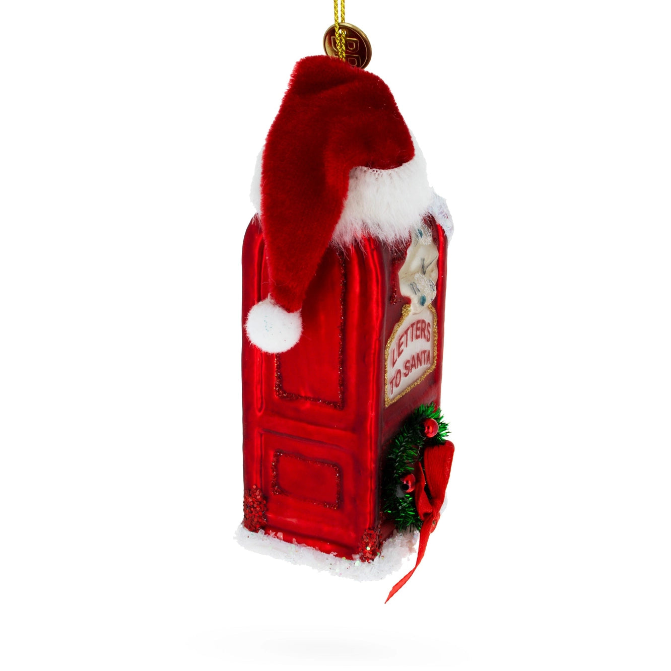 Festive Santa Mailbox Glass Christmas Ornament