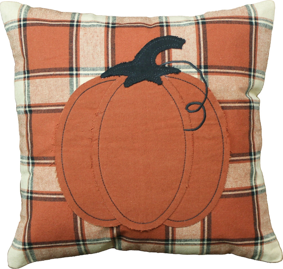 Orange Plaid Pumpkin Pillow