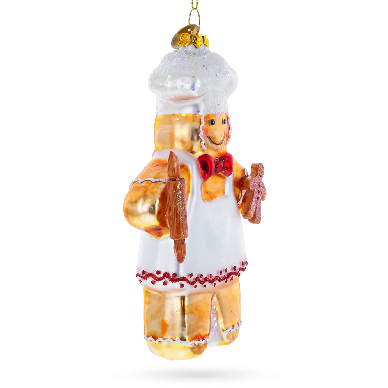 Baking Gingerbread Man Glass Christmas Ornament