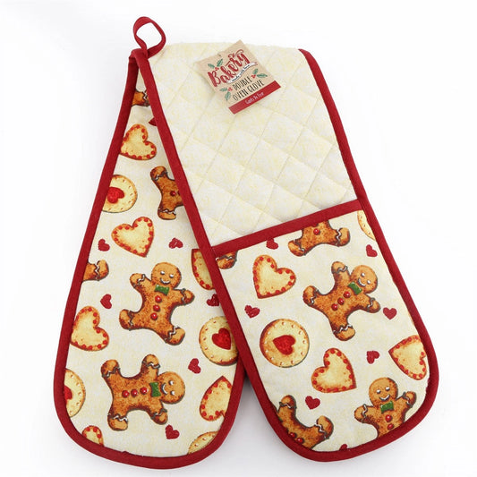 Mrs Claus Double Gingerbread Cookie Oven Mitt