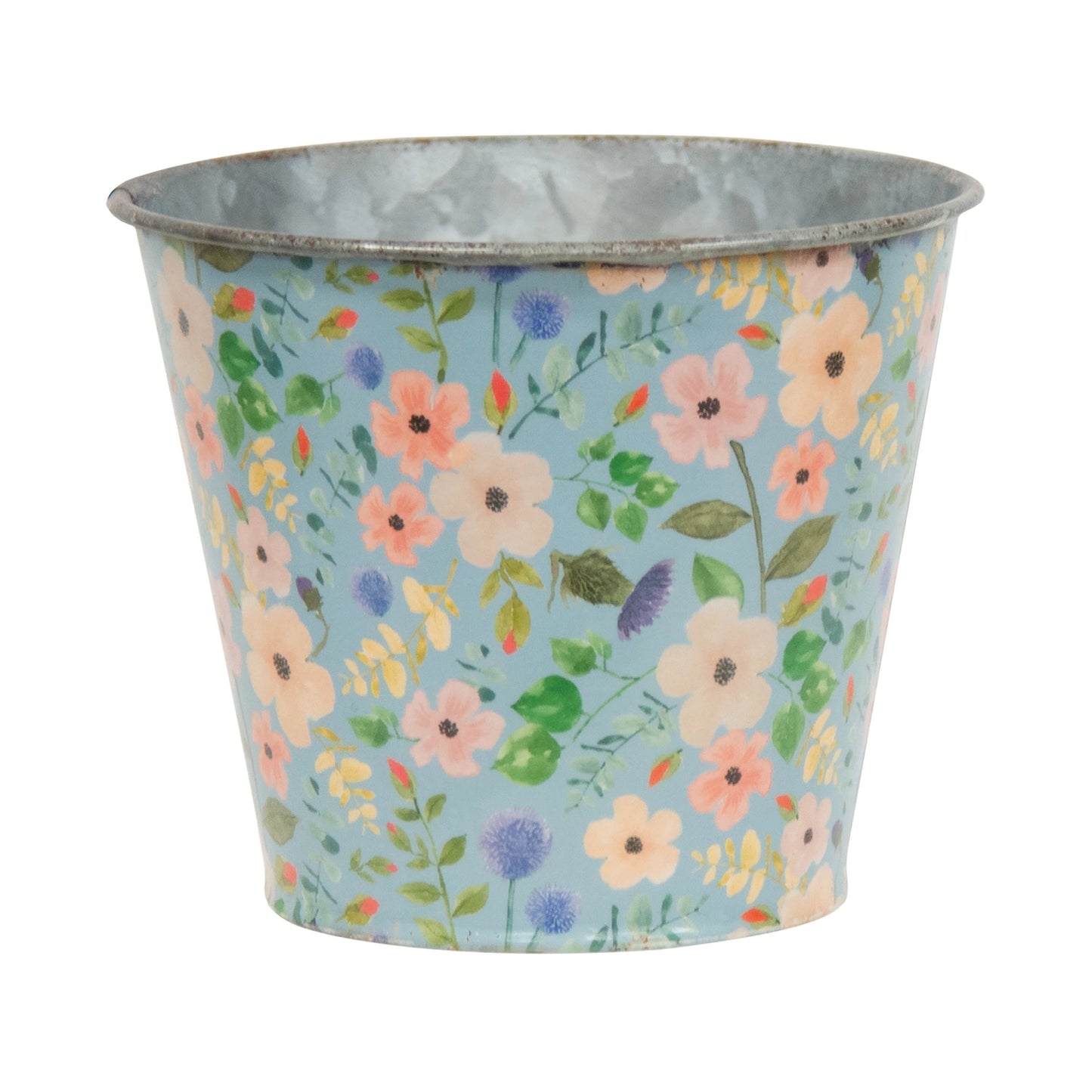 Vintage Blue Floral metal Bucket