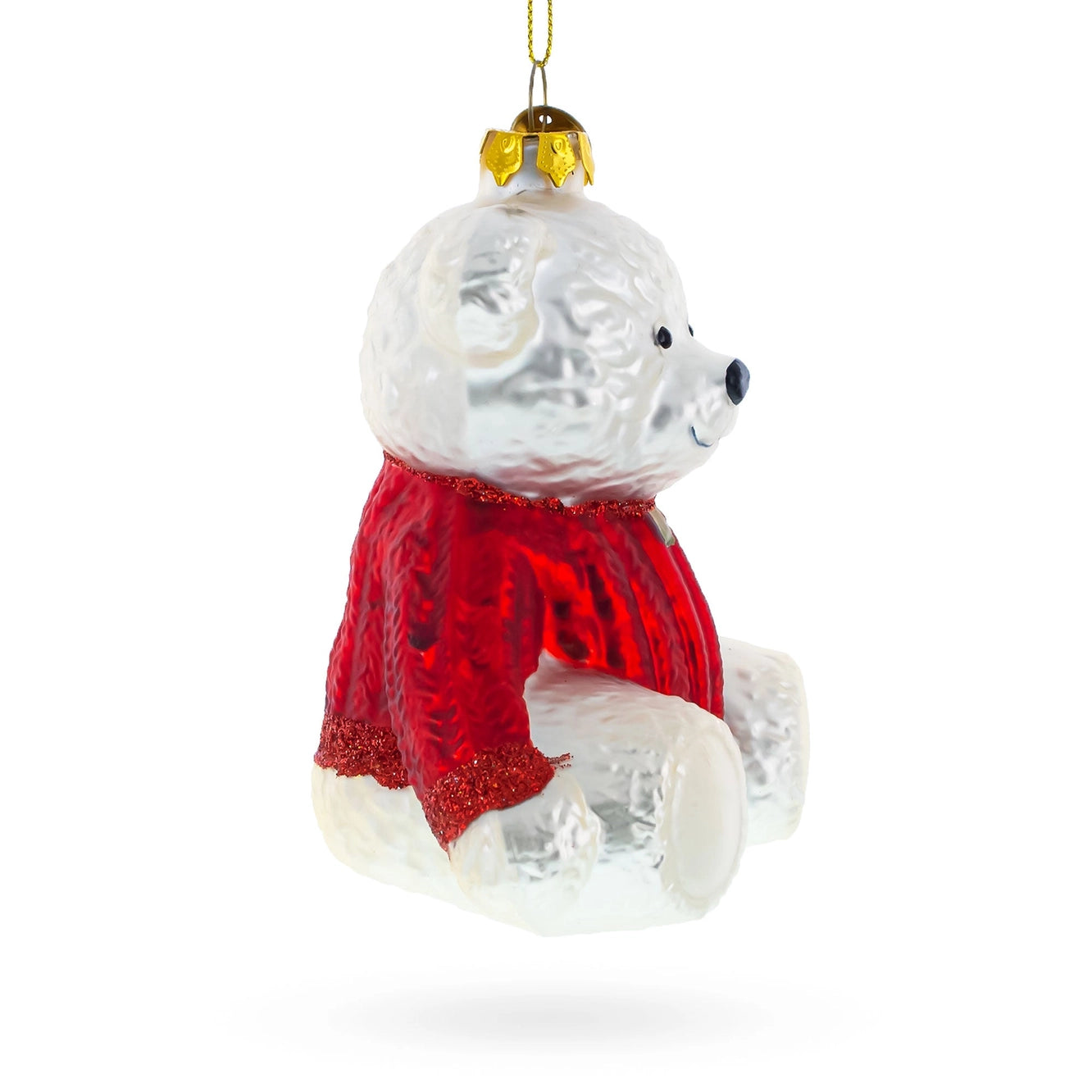 Cozy Sweater Teddy Bear Glass Christmas Ornament