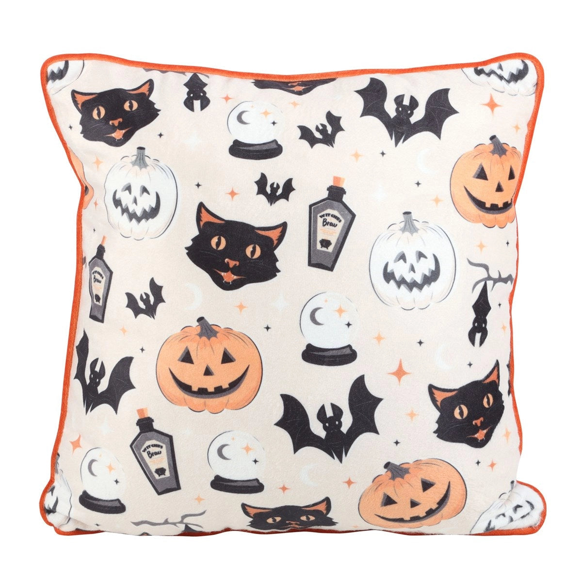 Spooky Cat & Pumpkin Halloween Print Cushion