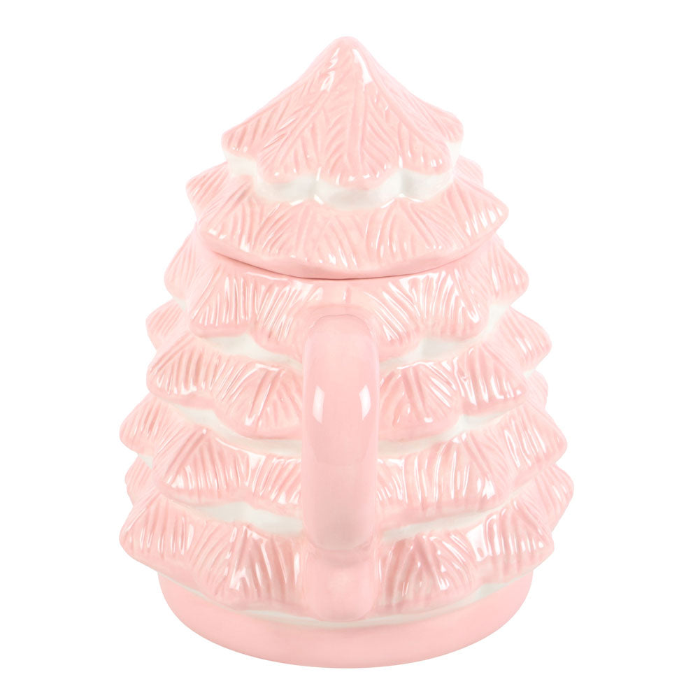 Pink Christmas Tree Mug with Lid