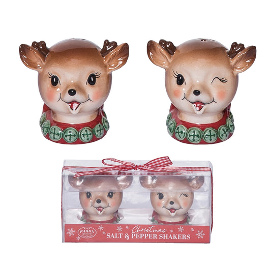 Vintage Reindeer Salt & Pepper Shaker Set