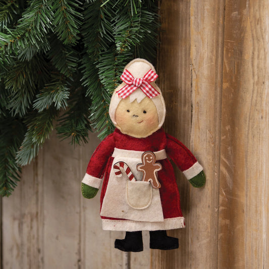 Stuffed Felt Mrs Claus Ornament