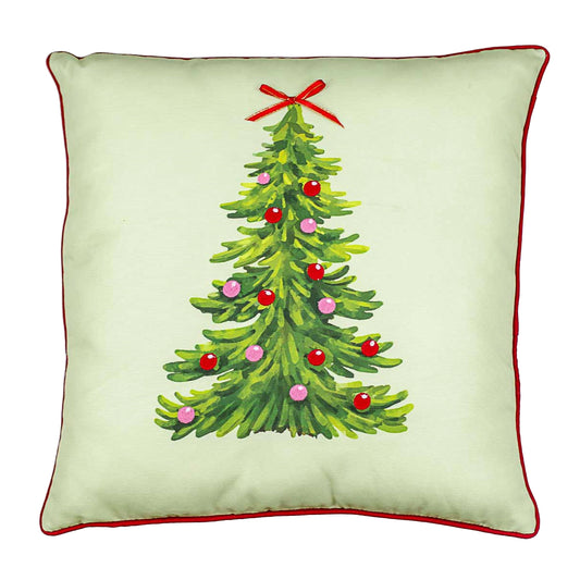 Green Christmas Tree Pillow with Bow