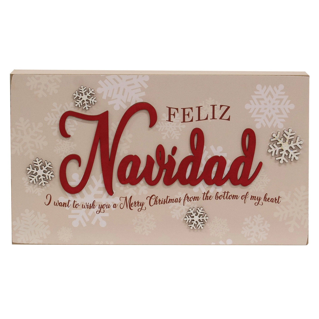 Feliz Navidad Snowflakes Box Sign