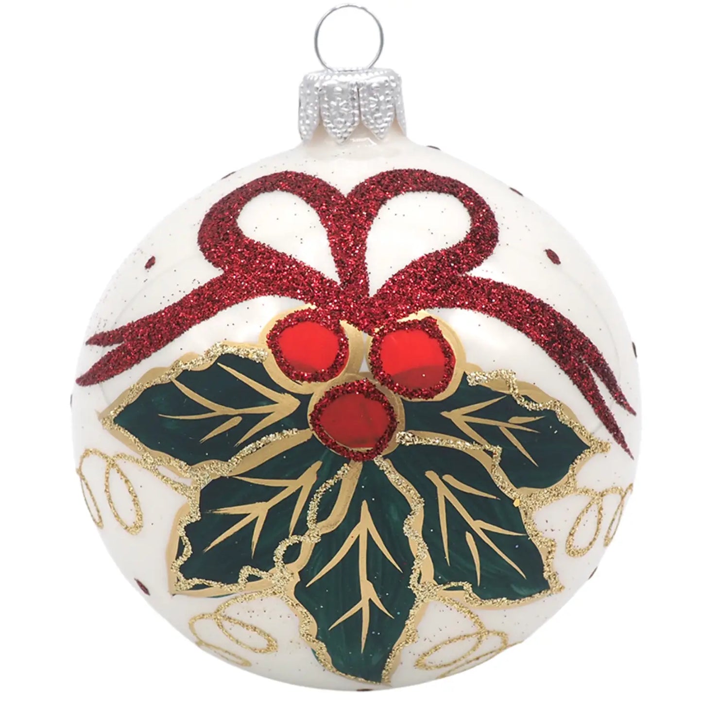 Christmas Holly White Bauble