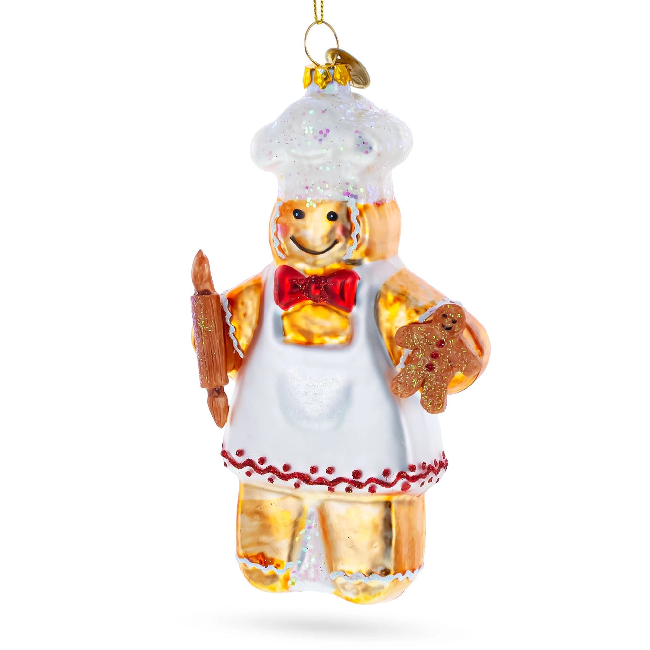 Baking Gingerbread Man Glass Christmas Ornament