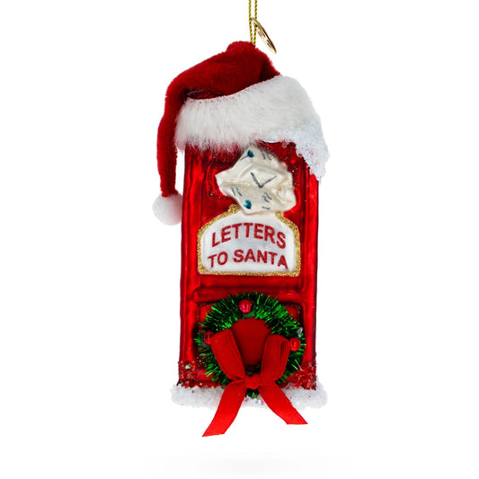 Festive Santa Mailbox Glass Christmas Ornament