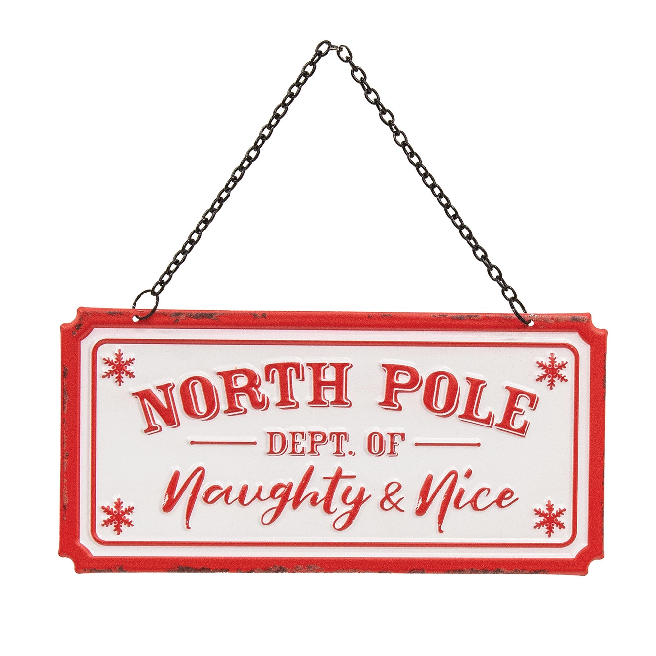 Department of Naughty & Nice Distressed Hanging Sign