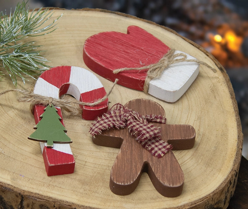 Wooden Candy Cane, Mitten & Gingerbread Décor Assorted