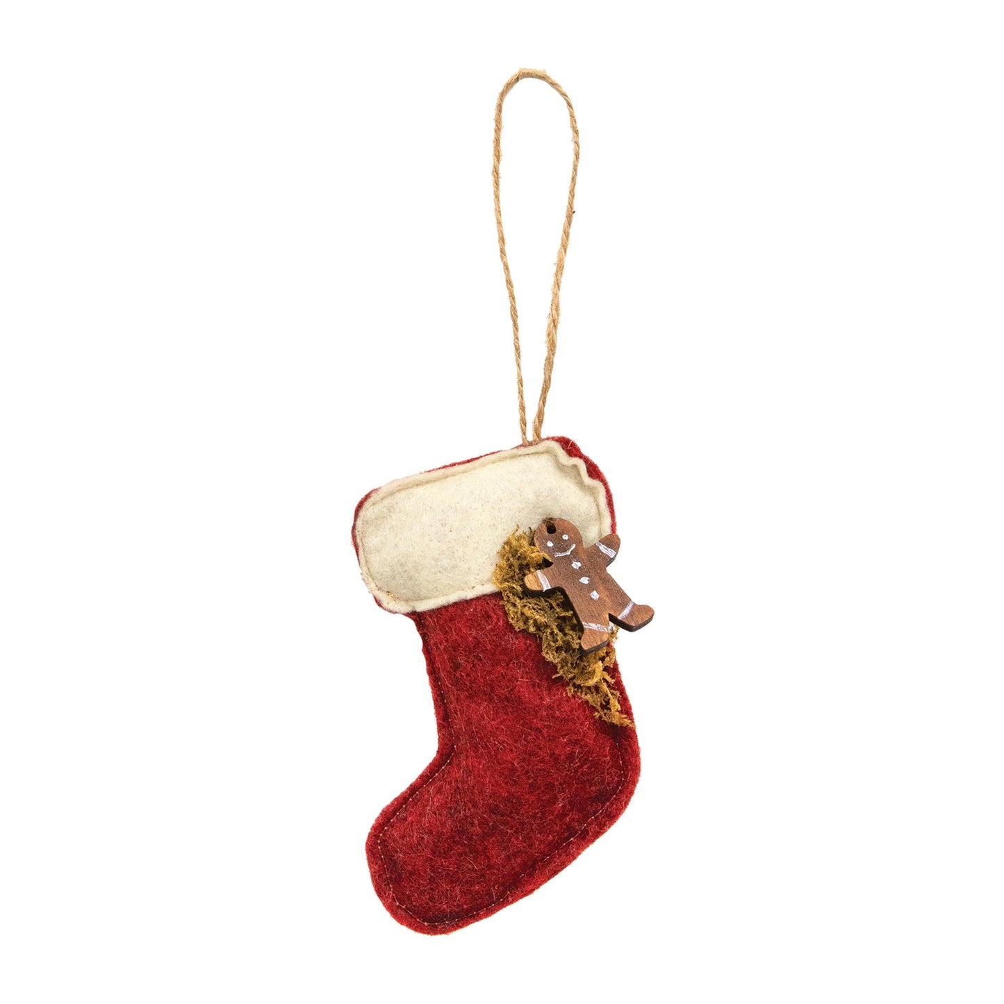 Felt Christmas Stocking with Gingerbread Ornament