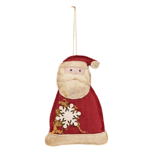 Fabric Santa with Snowflake Ornament