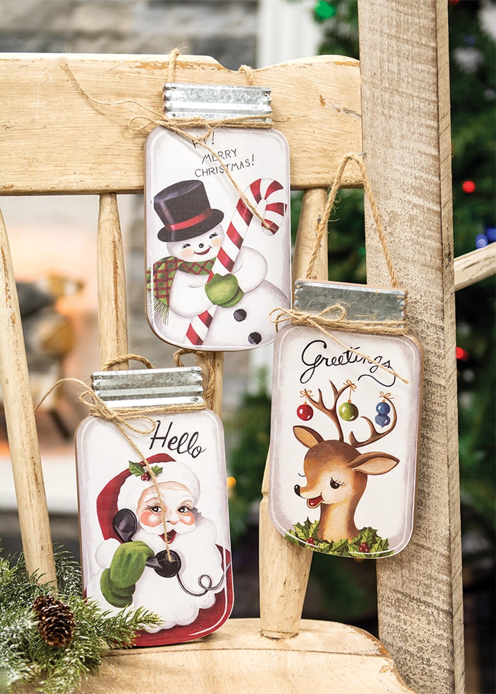 Mason Jar Christmas Hangers Assorted