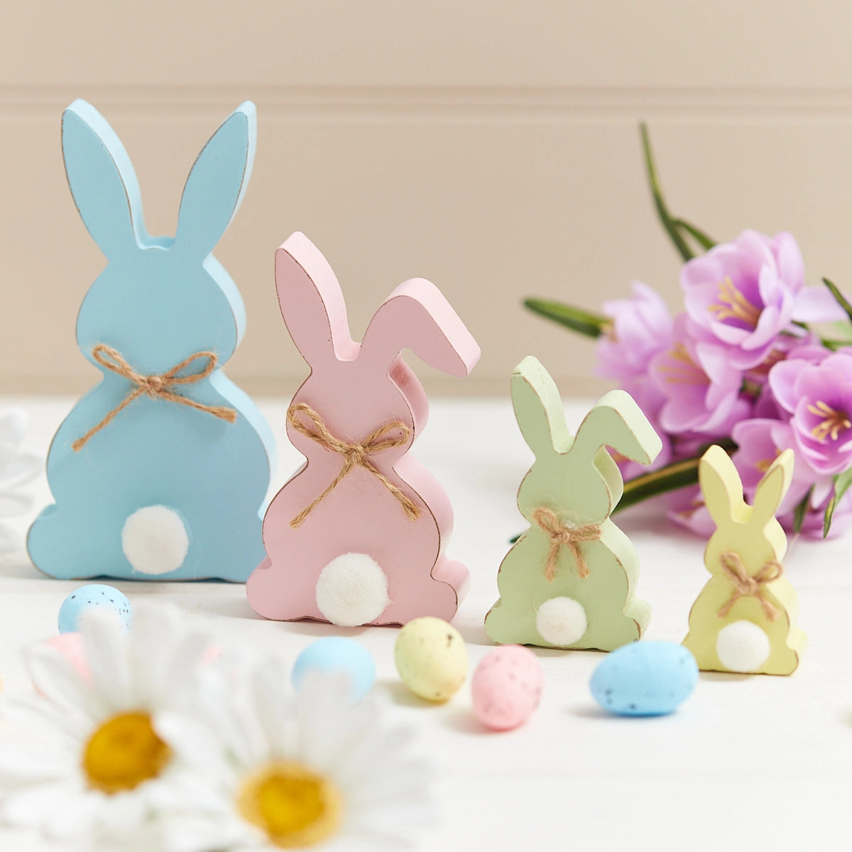 Pastel Wooden Bunny Set of 4