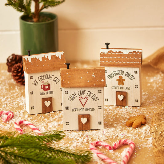 Christmas wooden Sweet Treat Houses set of 3