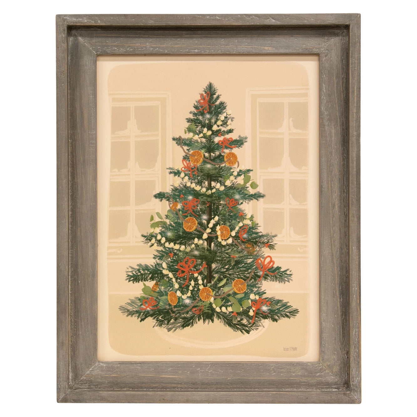 Christmas Tree Grey Wood Framed picture