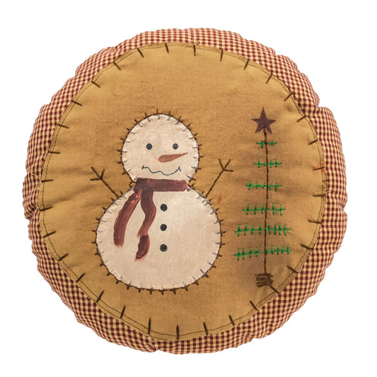 Primitive Gingham Snowman Pillow