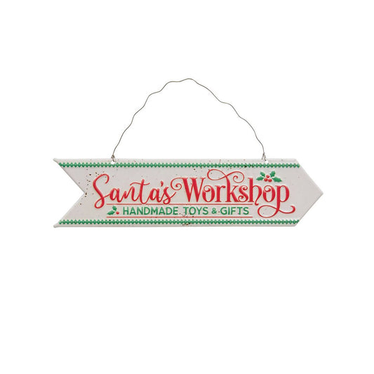 Santa's Workshop Metal Hanging Sign