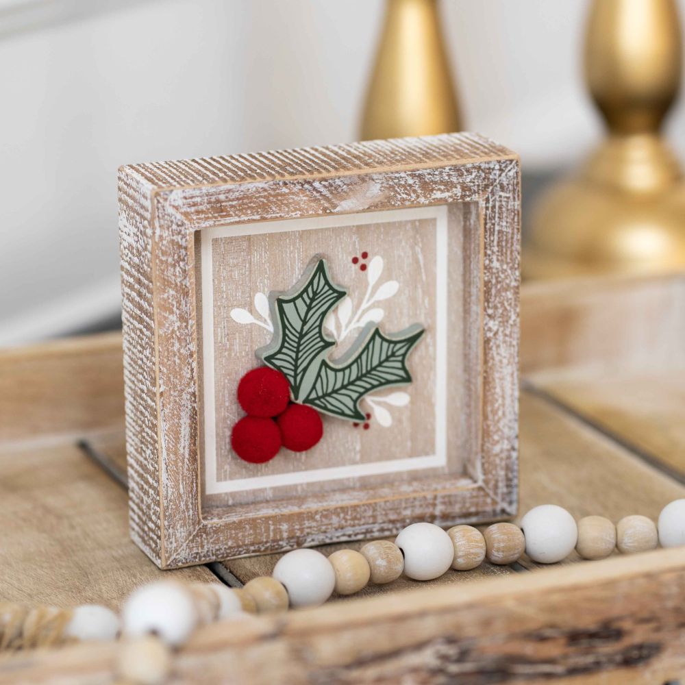 Merry Christmas Darling Holly Frame Sign