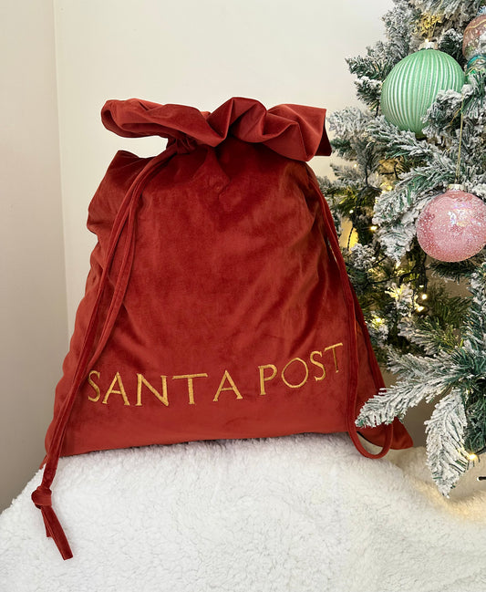 Red "SANTA POST" Luxury Velvet Santa Sack