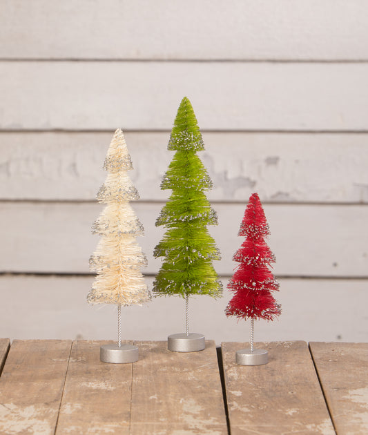 Christmas Layered Bottle Brush Trees Set of 3