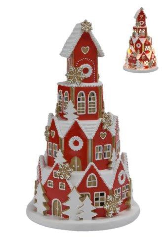 Large Red Round Gingerbread Village