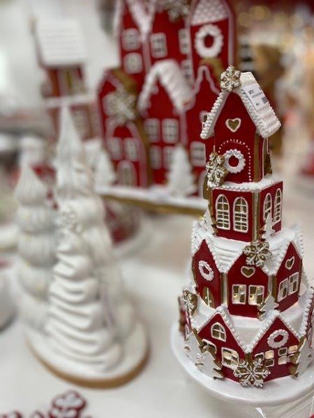 Large Red Round Gingerbread Village