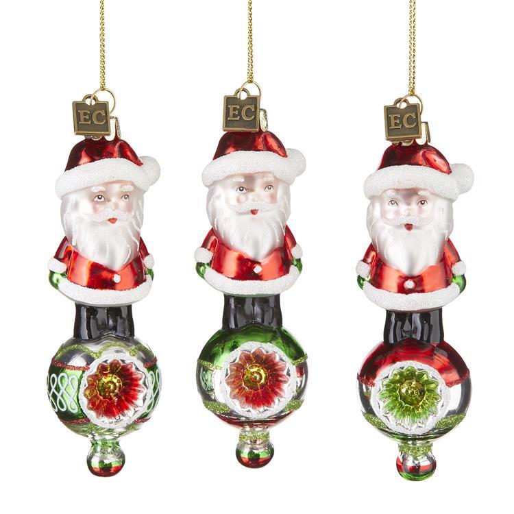 Eric Cortina Retro Santa Ball Hanging Assorted